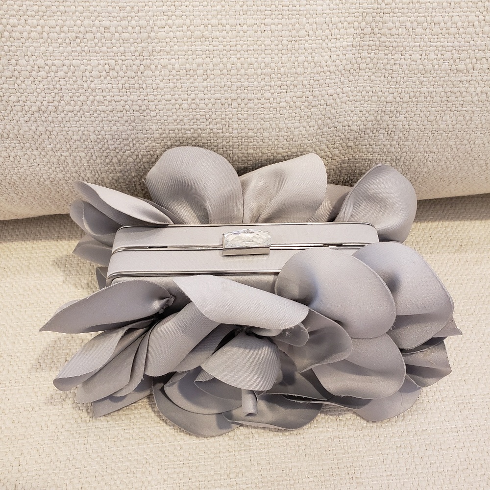 Sondra Roberts silver gray evening bag / clutch